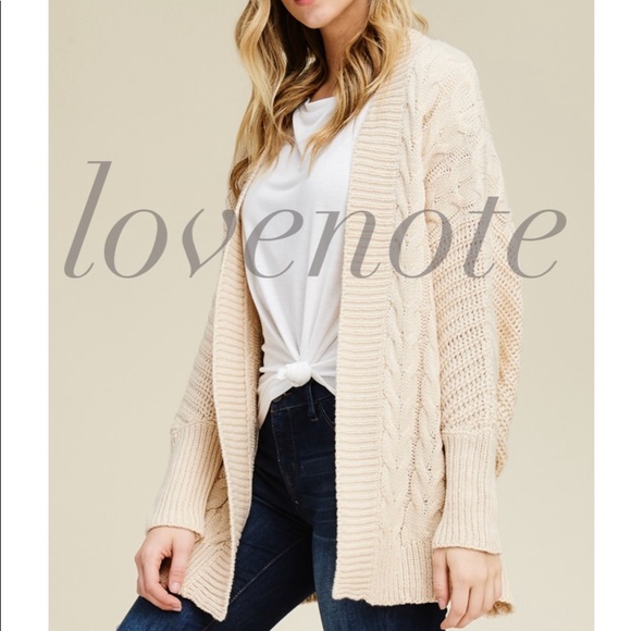 LAST Cozy Cable Knit Sweater Cardigan Long Sleeve - Picture 5 of 6